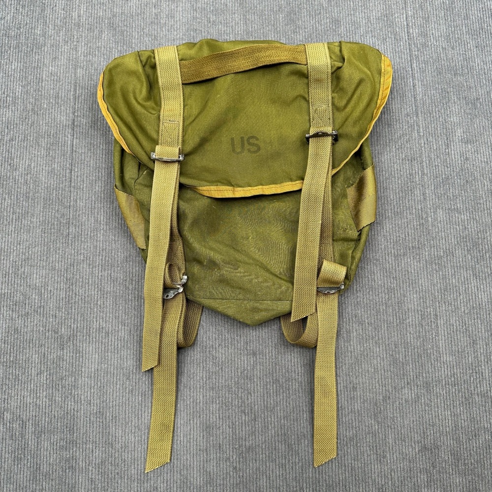 Vintage US Army Field Pack Olive Drab Canvas Combat Bag US Stamped 1214